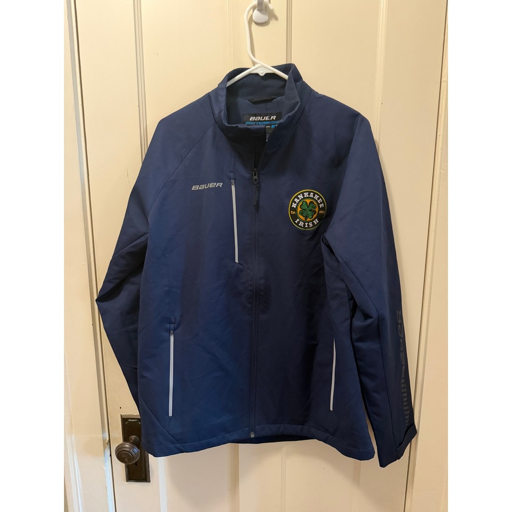 Bauer Team Kankakee Irish Hockey Full Zip Jacket Navy Blue Mens Medium #28 NWOT